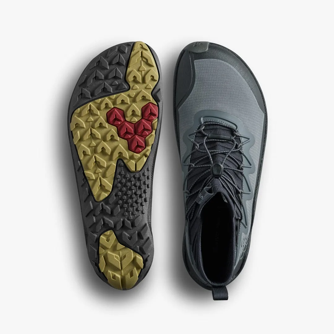 Ботинки Vivobarefoot Primus Trail Flow Mid II — мужская модель, тёмный серо-зелёный, фото 2